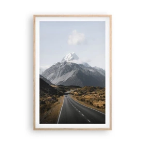 Plakat i ramme af lyst egetræ - Vejen til hjerte - 61x91 cm
