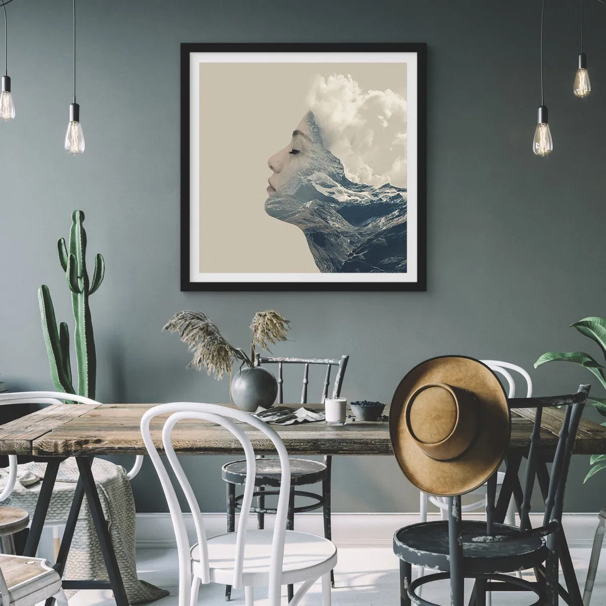 Plakat i sort ramme - Skønheden ved elementerne - 50x50 cm