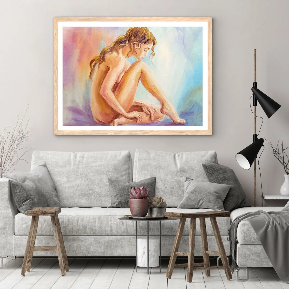 Plakat i ramme af lyst egetræ - Ungdomens handling - 100x70 cm