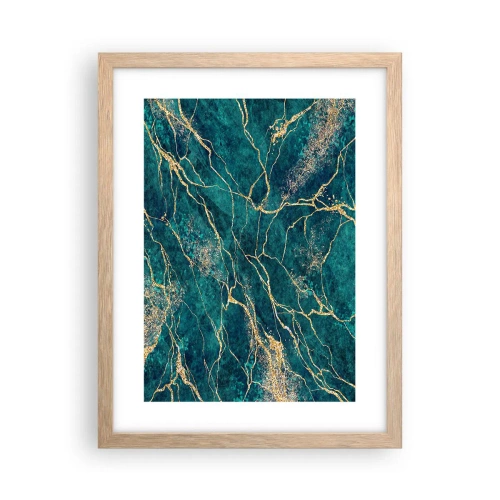 Plakat i ramme af lyst egetræ - Guldåre - 30x40 cm