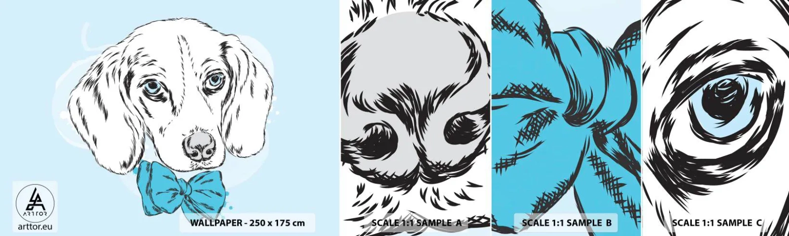 Prøve Fototapet Selvklæbende Deluxe Sticker - Elegance for hunde - Abstraktion, Hund, For børn - 100x30 cm