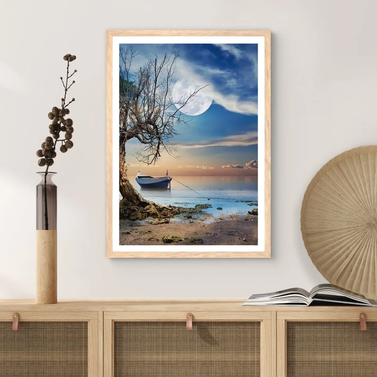 Plakat i ramme af lyst egetræ - Er dette enden eller begyndelsen? - 70x100 cm