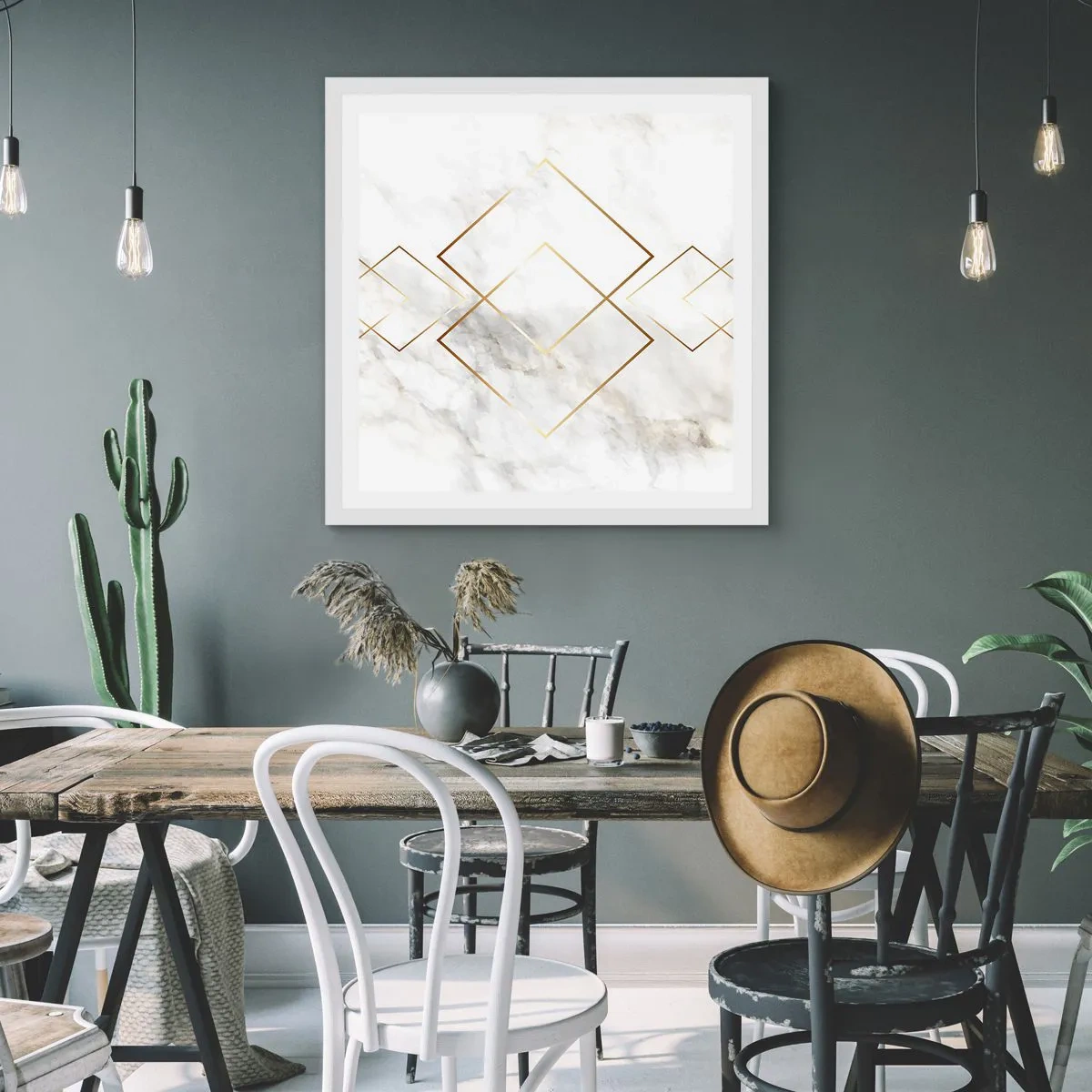 Plakat i hvid ramme - Udsigt til det uendelige - 40x40 cm