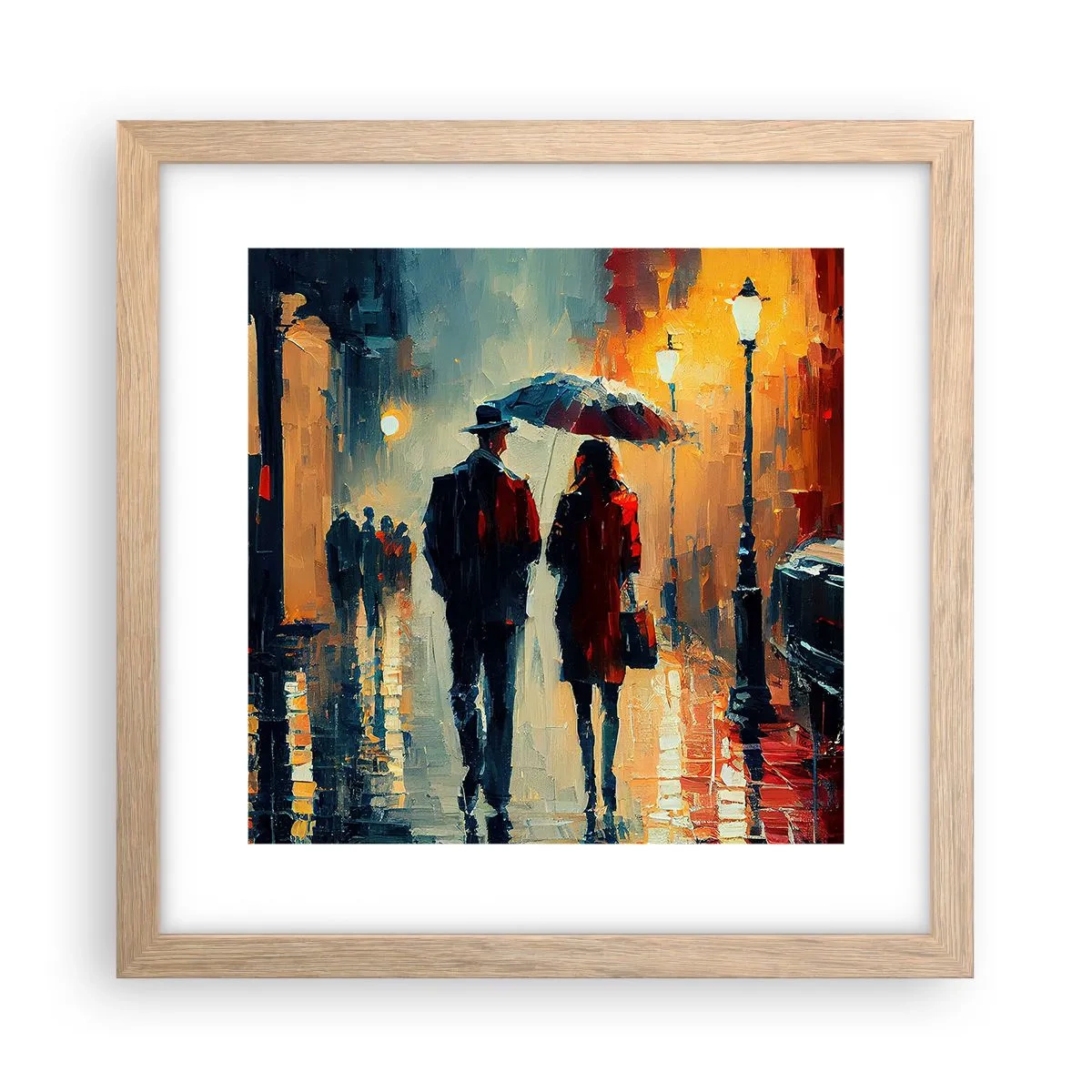 Plakat i ramme af lyst egetræ - Urban kærlighedshistorie - 30x30 cm