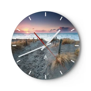 Vægur, Uret - Indgang til stranden ved solnedgang med havudsigt - 30x30cm - Du har udgydt en regnbue af strålende pragt.... - Moderne vægdekoration til stue, køkken og soveværelse ARTTOR