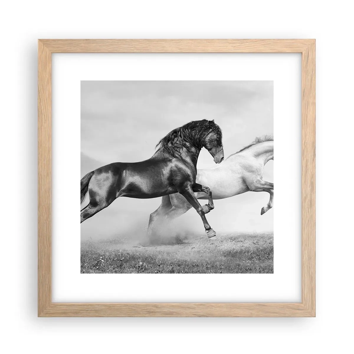 Plakat i ramme af lyst egetræ - Engle og dæmoner - 30x30 cm