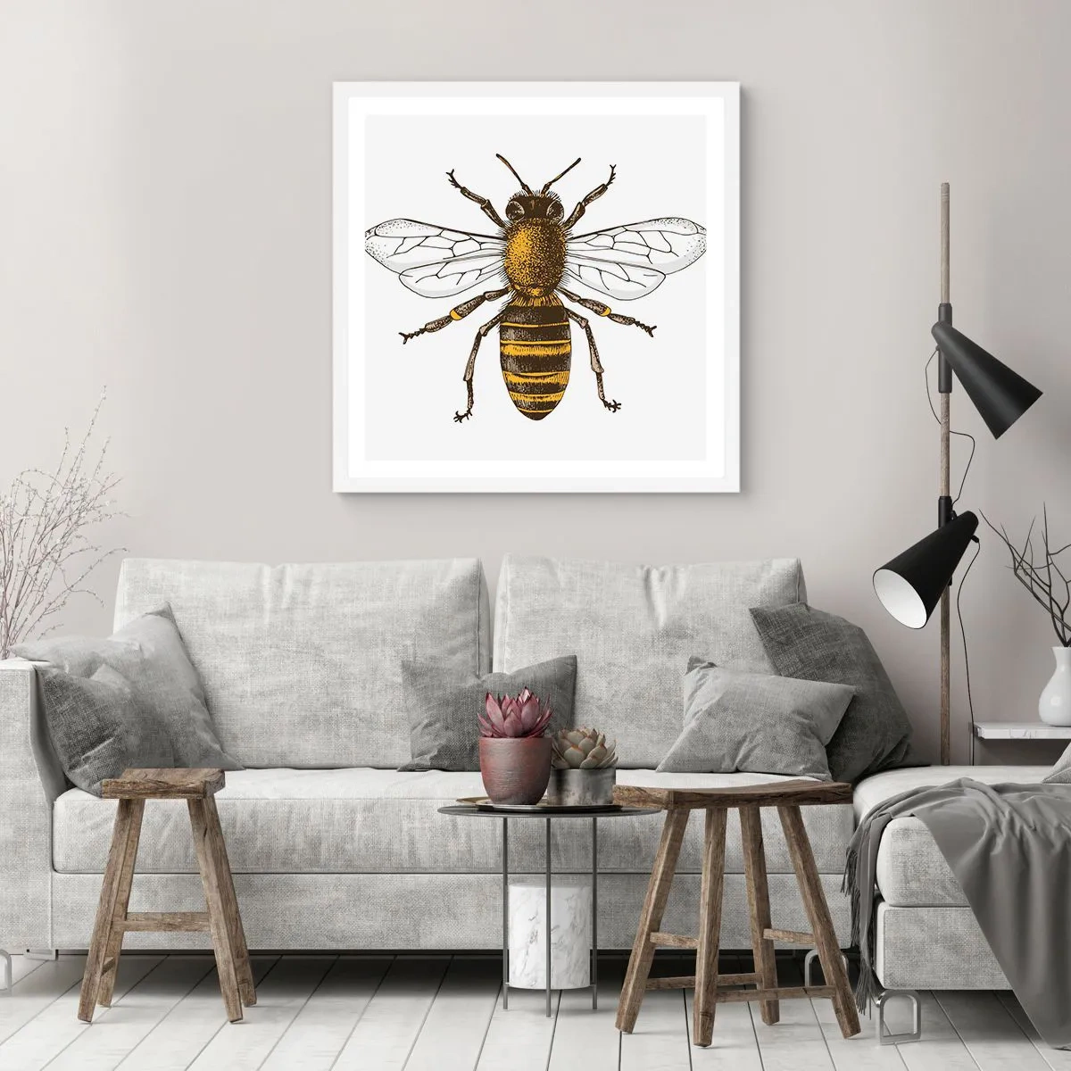 Plakat i hvid ramme - Smuk og god - 50x50 cm