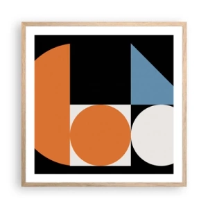 Plakat i ramme af lyst egetræ - System til figurer - 60x60 cm