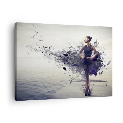 Lærredstryk - Billede på lærred - En kvinde i en kunstnerisk komposition mod en baggrund af vand - 70x50cm - Afrikansk Venus - Moderne vægdekoration til stue og soveværelse ARTTOR