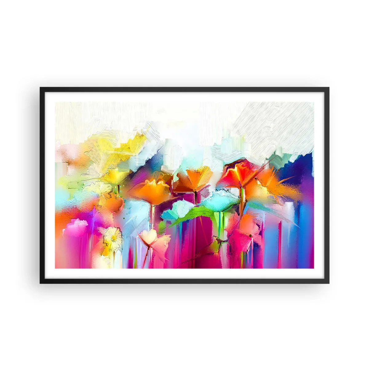 Plakat i sort ramme - Regnbuen i blomstring - 91x61 cm