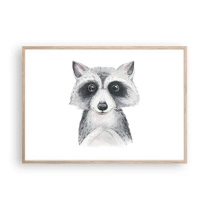 Plakat i ramme af lyst egetræ - Et øjeblik til at trække på skuldrene - 100x70 cm