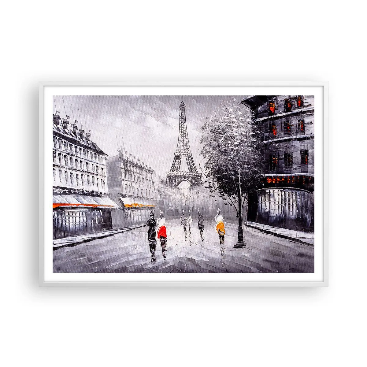 Plakat i hvid ramme - En parisisk spadseretur - 100x70 cm