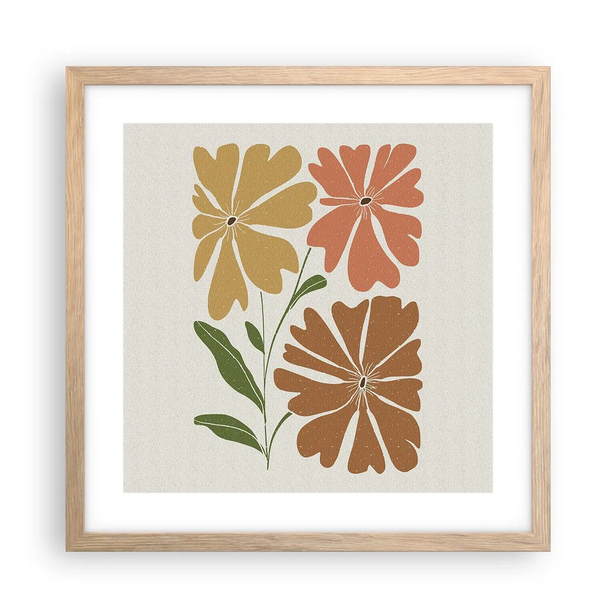 Plakat i ramme af lyst egetræ - Natur og geometri - 40x40 cm