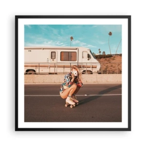 Plakat i sort ramme - Smil, tak! - 60x60 cm