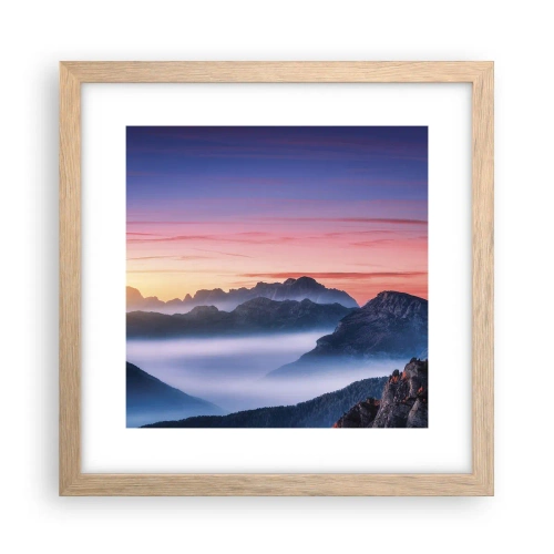 Plakat i ramme af lyst egetræ - Over dalene - 30x30 cm