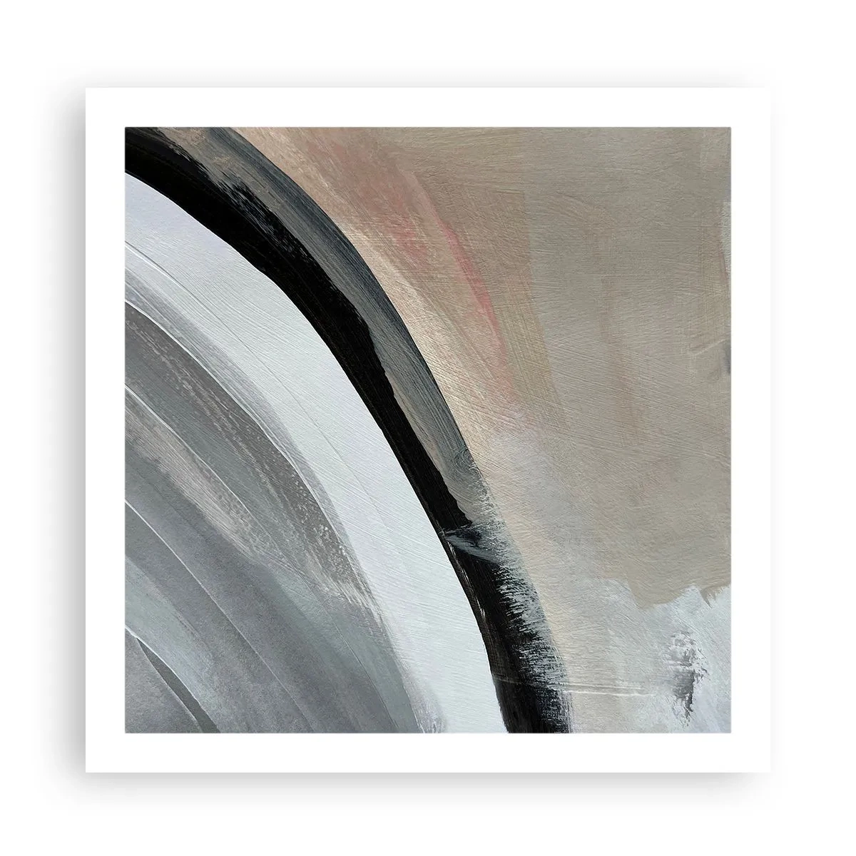 Plakat - Komposition: en bue af sort og gråt - 60x60 cm