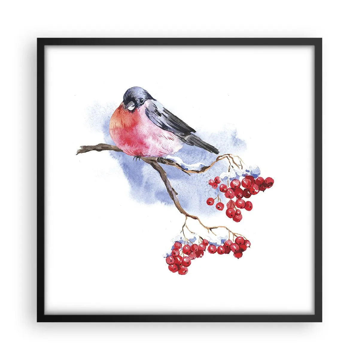 Plakat i sort ramme - Vinter i farver - 50x50 cm