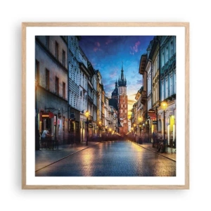 Plakat i ramme af lyst egetræ - Krakows charme - 60x60 cm