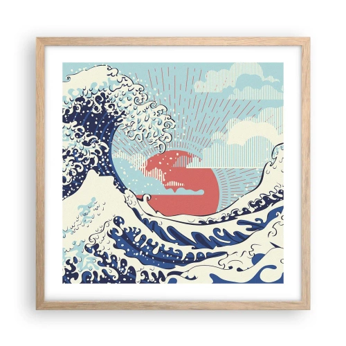 Plakat i ramme af lyst egetræ - Fra japanske inspirationer - 50x50 cm