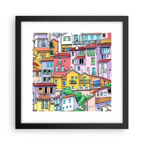 Plakat i sort ramme - Glædelig by - 30x30 cm