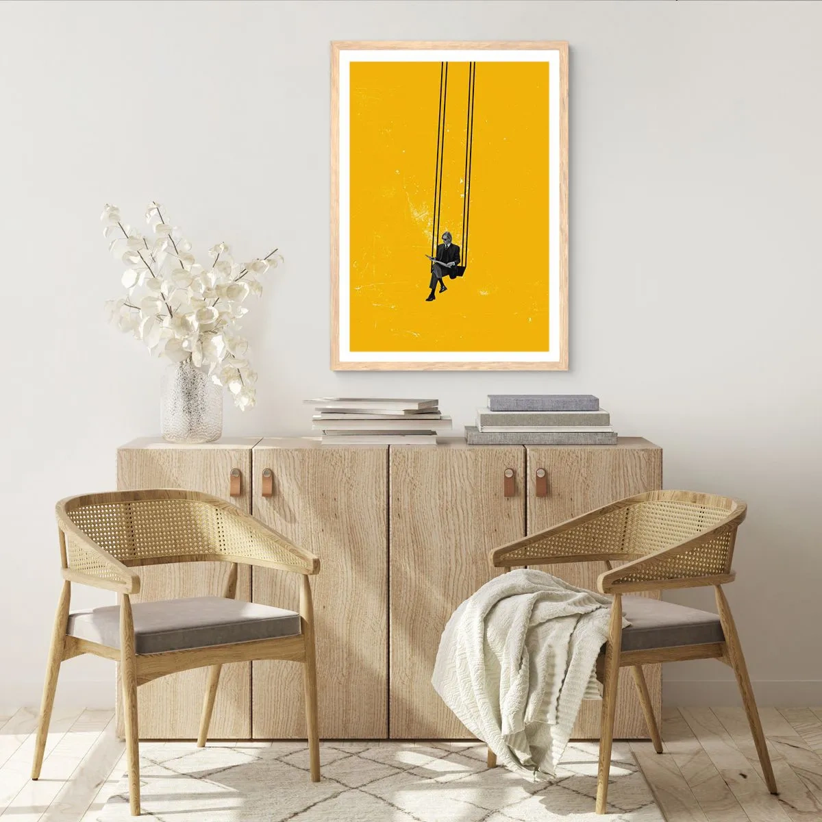 Plakat i ramme af lyst egetræ - En dag som alle andre - 70x100 cm