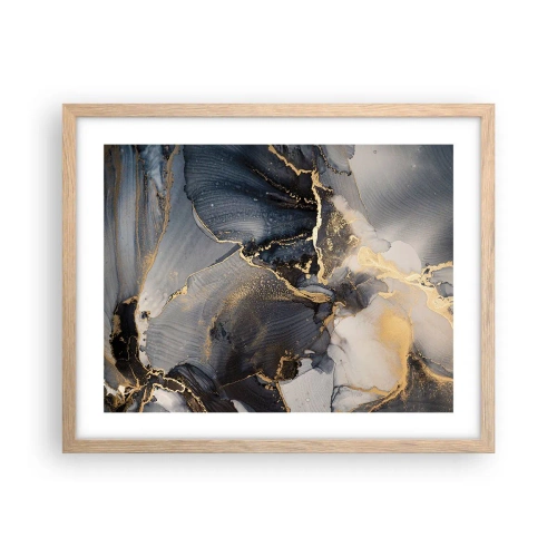 Plakat i ramme af lyst egetræ - Livet af sten - 50x40 cm