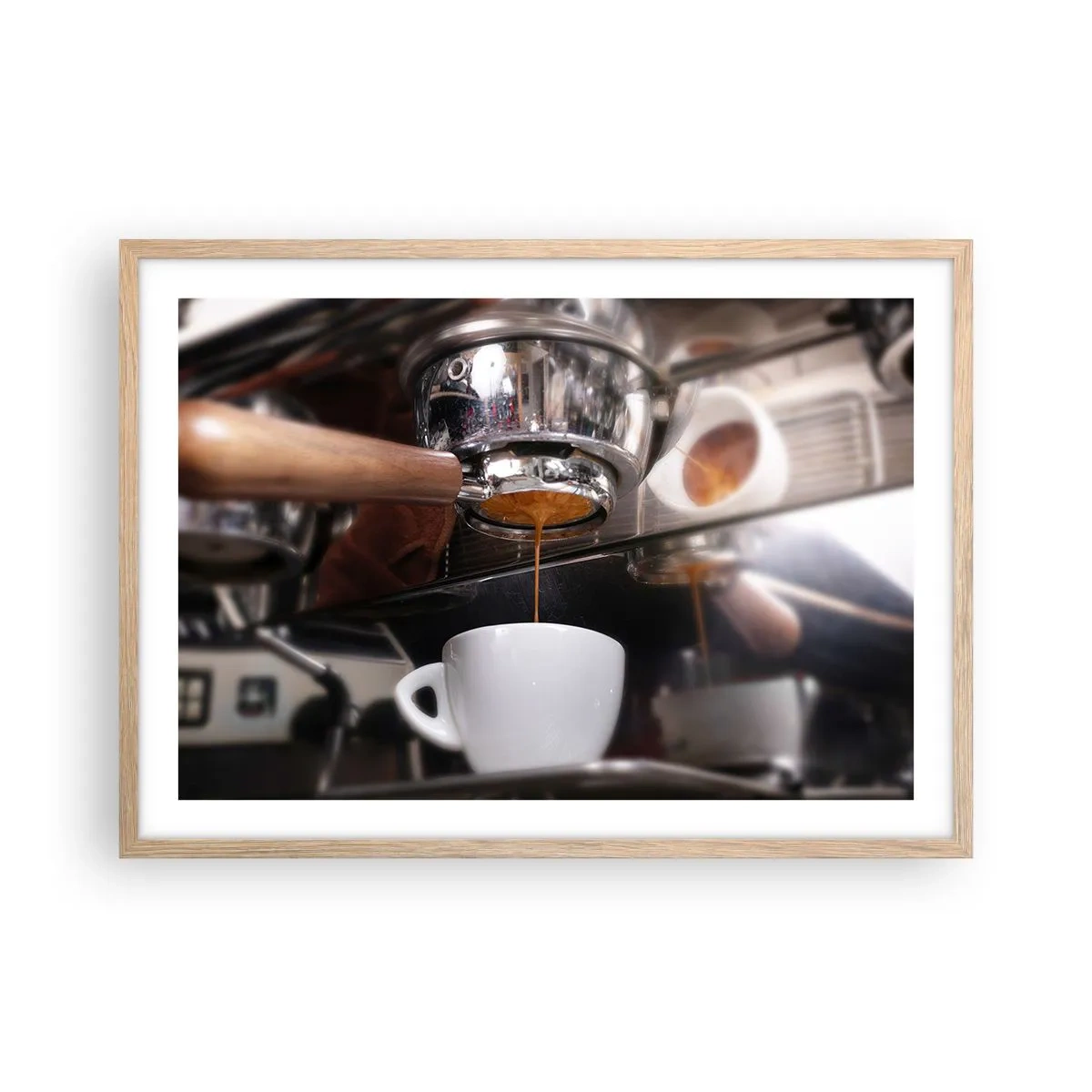 Plakat i ramme af lyst egetræ - Et godt øjeblik på dagen - 70x50 cm