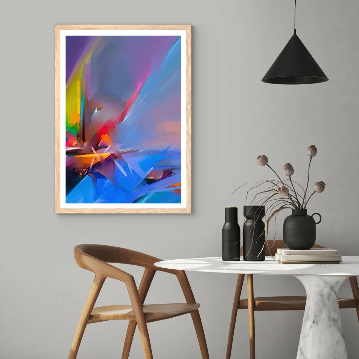 Plakat i ramme af lyst egetræ - Propeller som en fugl - 30x40 cm
