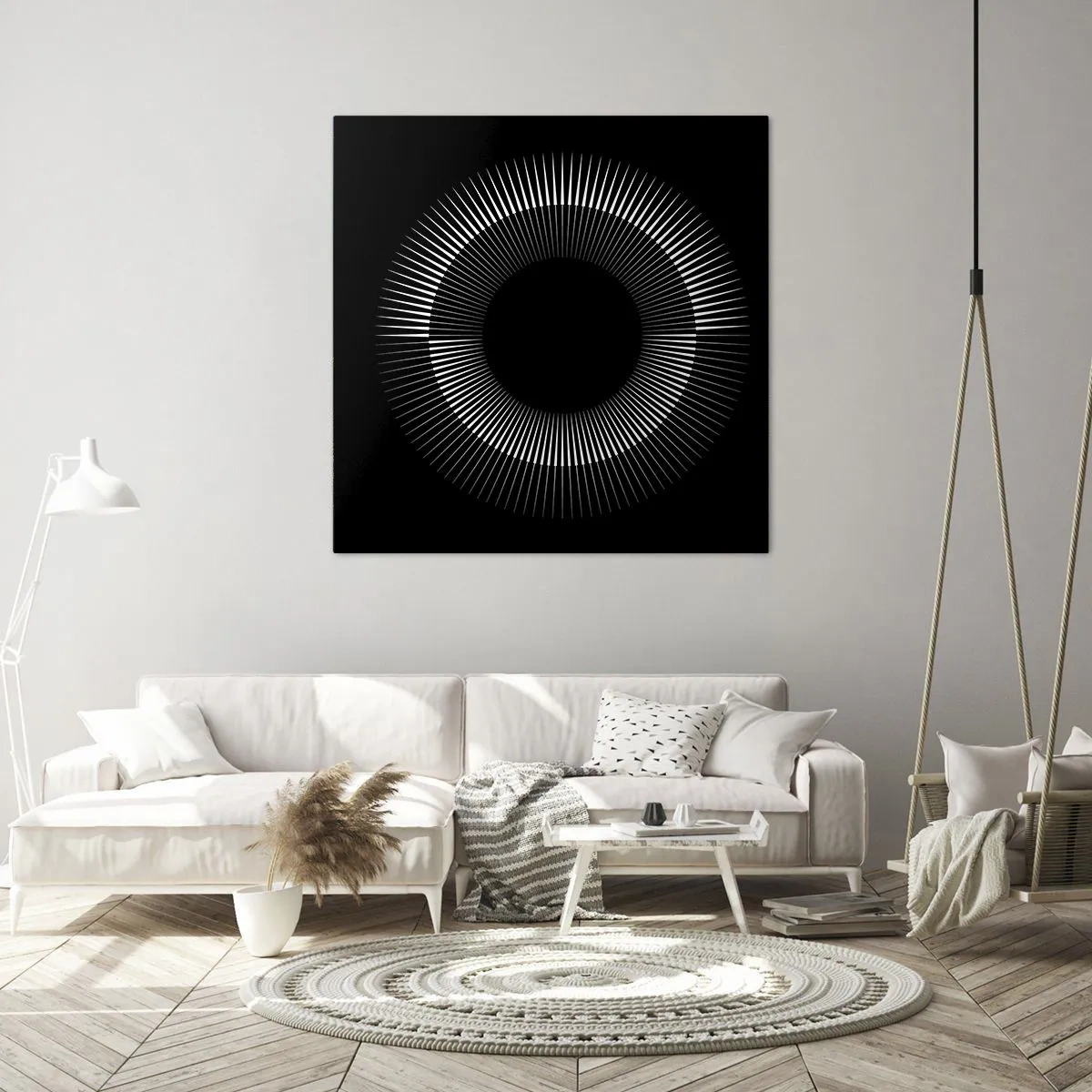 Lærredstryk - Billede på lærred - Sort sol - 30x30 cm