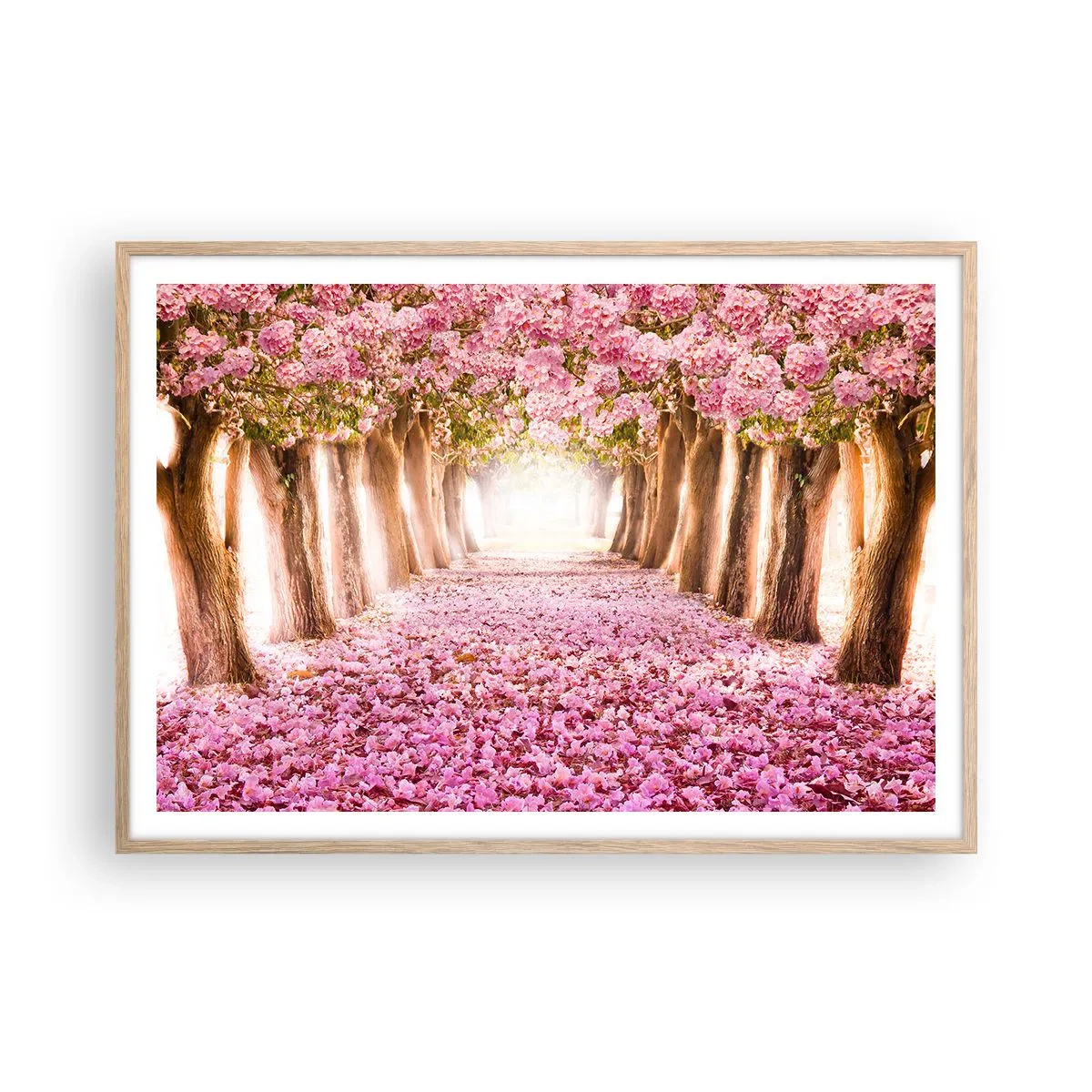 Plakat i ramme af lyst egetræ - Vejen til paradis - 100x70 cm