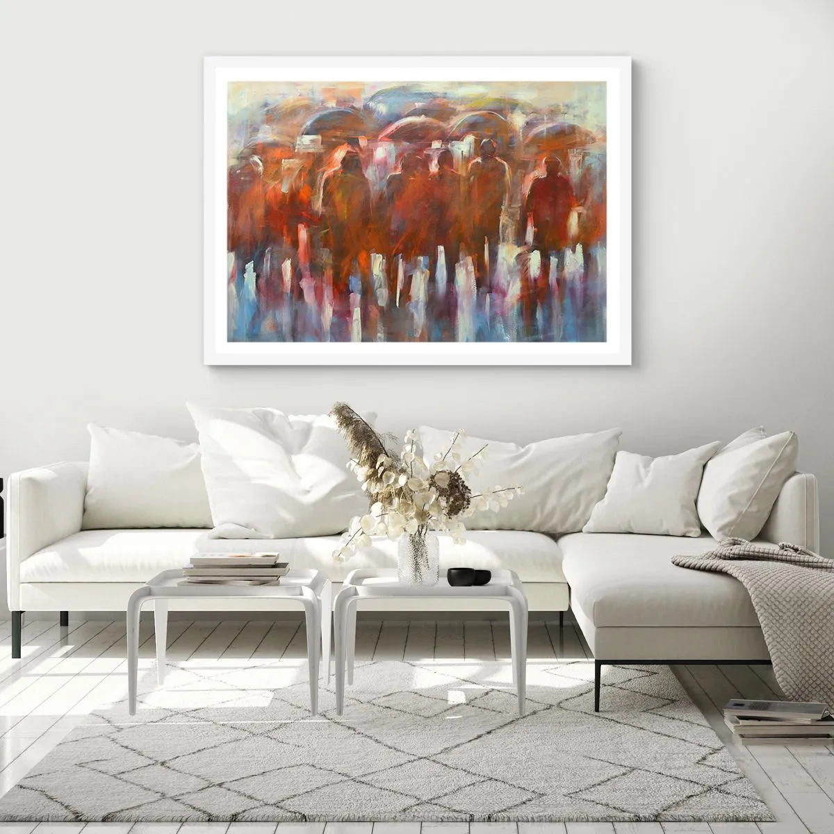 Plakat i hvid ramme - Lige i regn og tåge - 91x61 cm