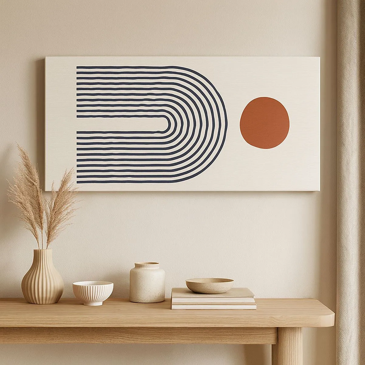 Lærredstryk - Billede på lærred - Magnetisme af former og farver - 100x40 cm