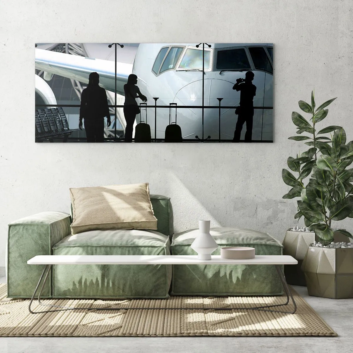 Billede på glas - Vis a vis i lufthavnen - 90x30 cm
