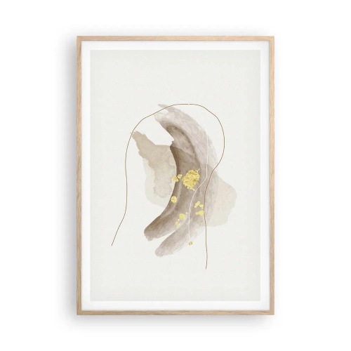 Plakat i ramme af lyst egetræ - Mødt i rummet - 70x100 cm