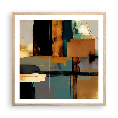 Plakat i ramme af lyst egetræ - Abstraktion - lys og skygge - 60x60 cm