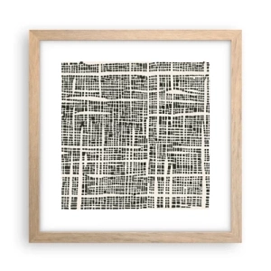 Plakat i ramme af lyst egetræ - En sammensætning vævet - 30x30 cm