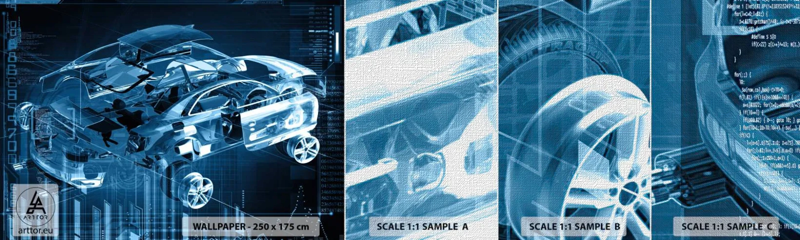 Prøve Fototapet Premium Canvas - Teknisk anatomi - Automotive, Bil, Koncept - 100x30 cm