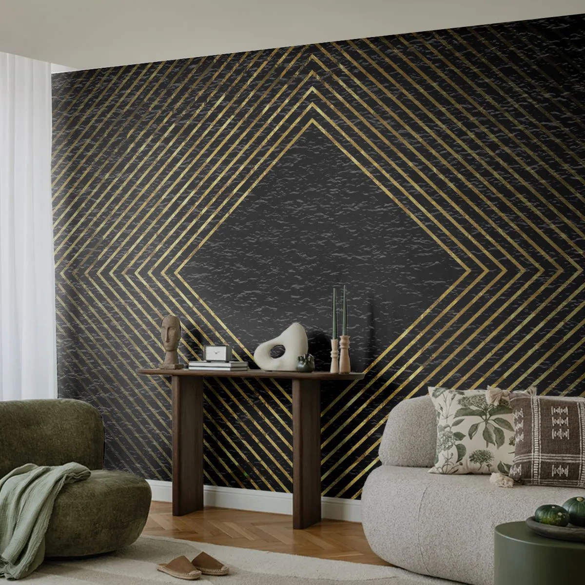 Fototapet Standard Eco - Geometri i glamour-stil - Art Deco, Moderne, Glamour - 350x256 cm