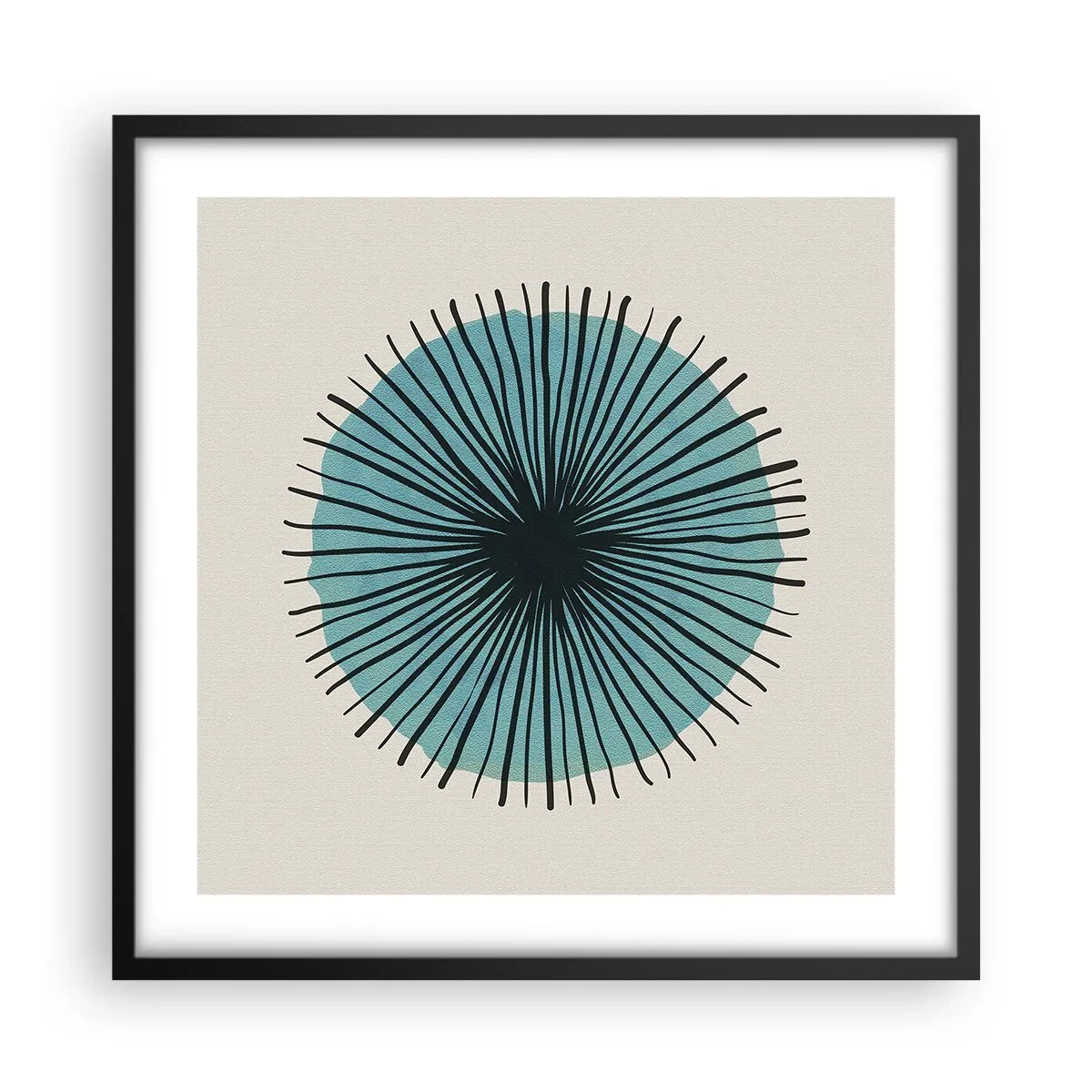 Plakat i sort ramme - Strålende på blå - 50x50 cm