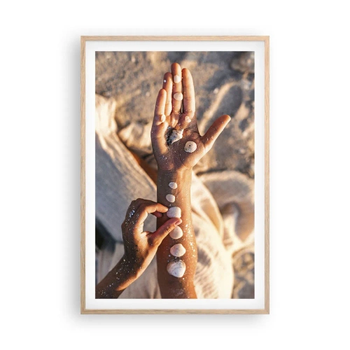 Plakat i ramme af lyst egetræ - Skønhed inden for rækkevidde - 61x91 cm
