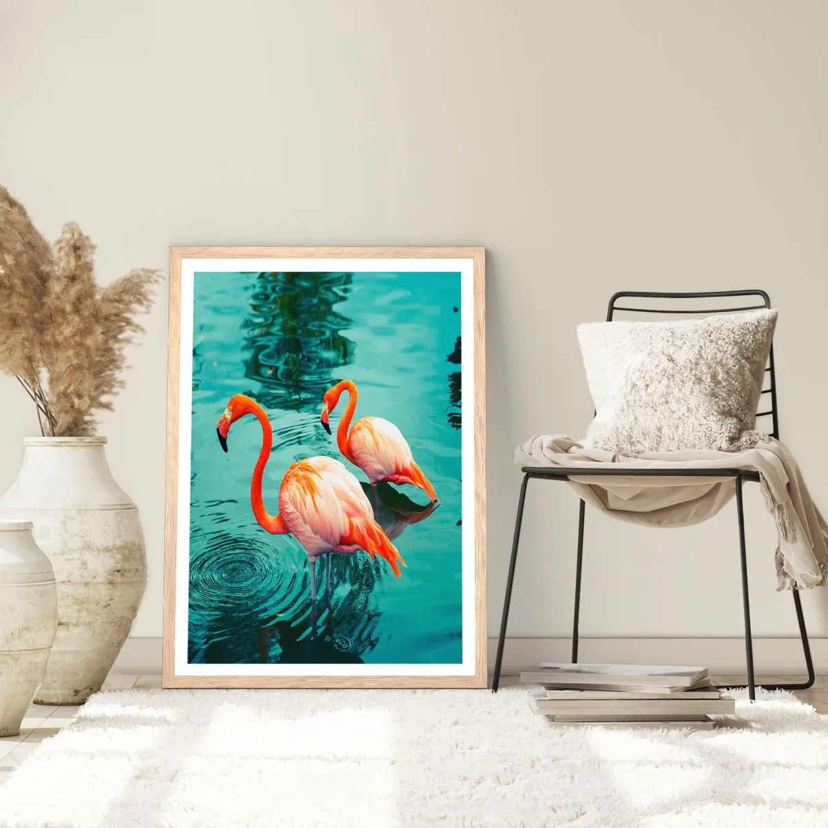 Plakat i ramme af lyst egetræ - Vi er nu på mode - 40x50 cm