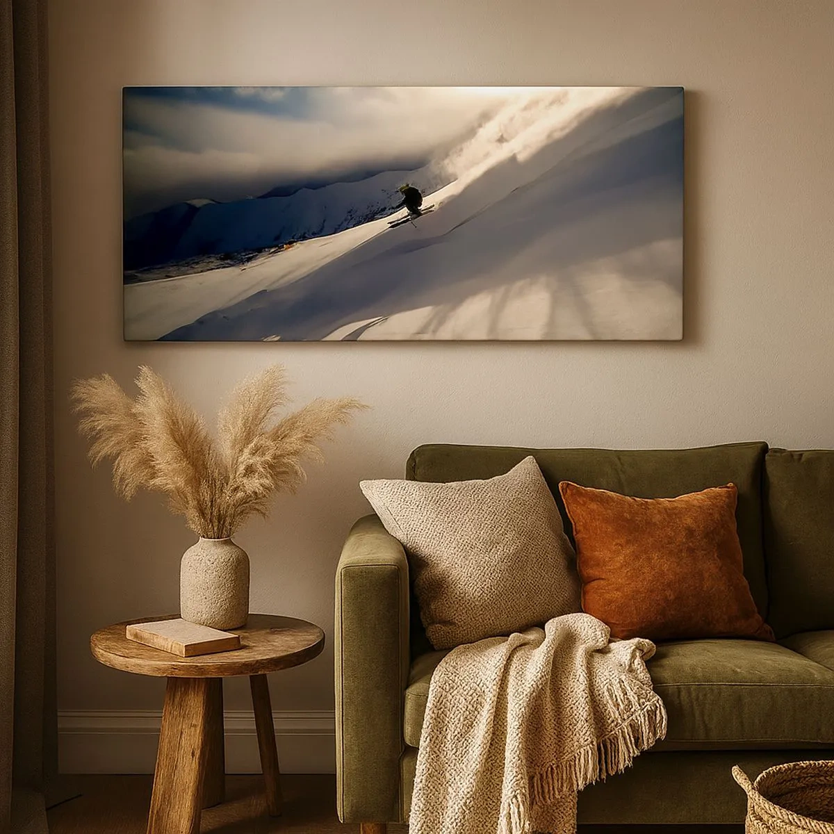 Lærredstryk - Billede på lærred - Udfordringen i bjergene - 100x40 cm