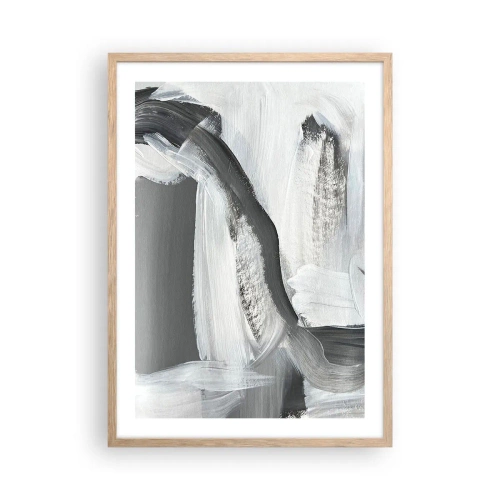 Plakat i ramme af lyst egetræ - Med beslutsom bevægelse - 50x70 cm