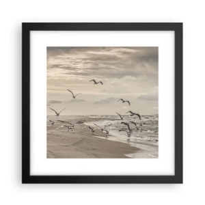 Plakat i sort ramme - Havet brummer, fuglene synger - 30x30 cm