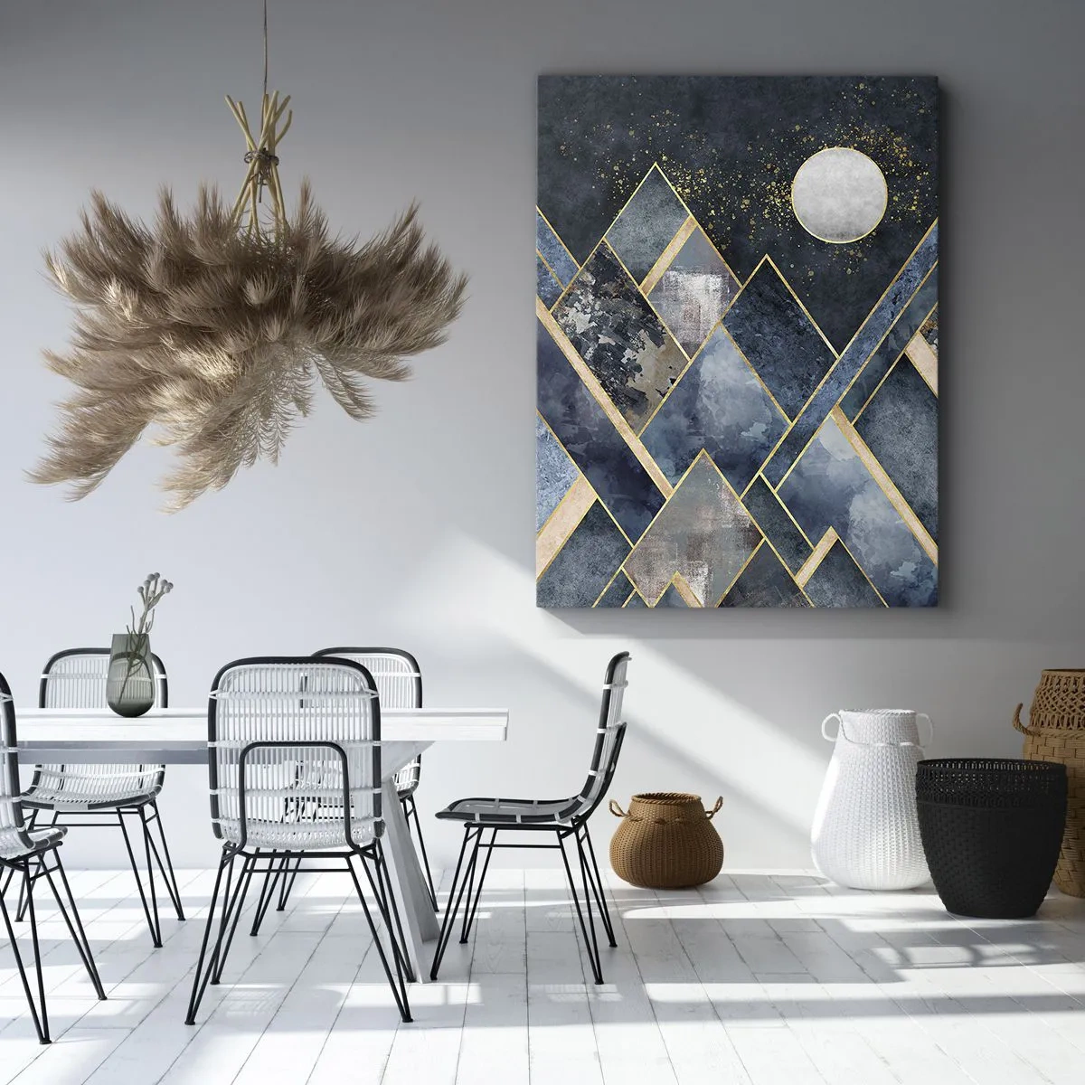Lærredstryk - Billede på lærred - Geometrisk landskab - 50x70 cm
