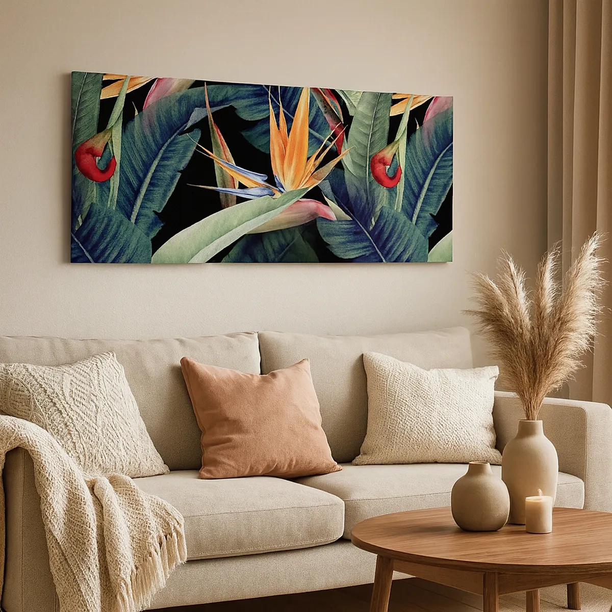 Lærredstryk - Billede på lærred - Flammeblomster i troperne - 30x30 cm