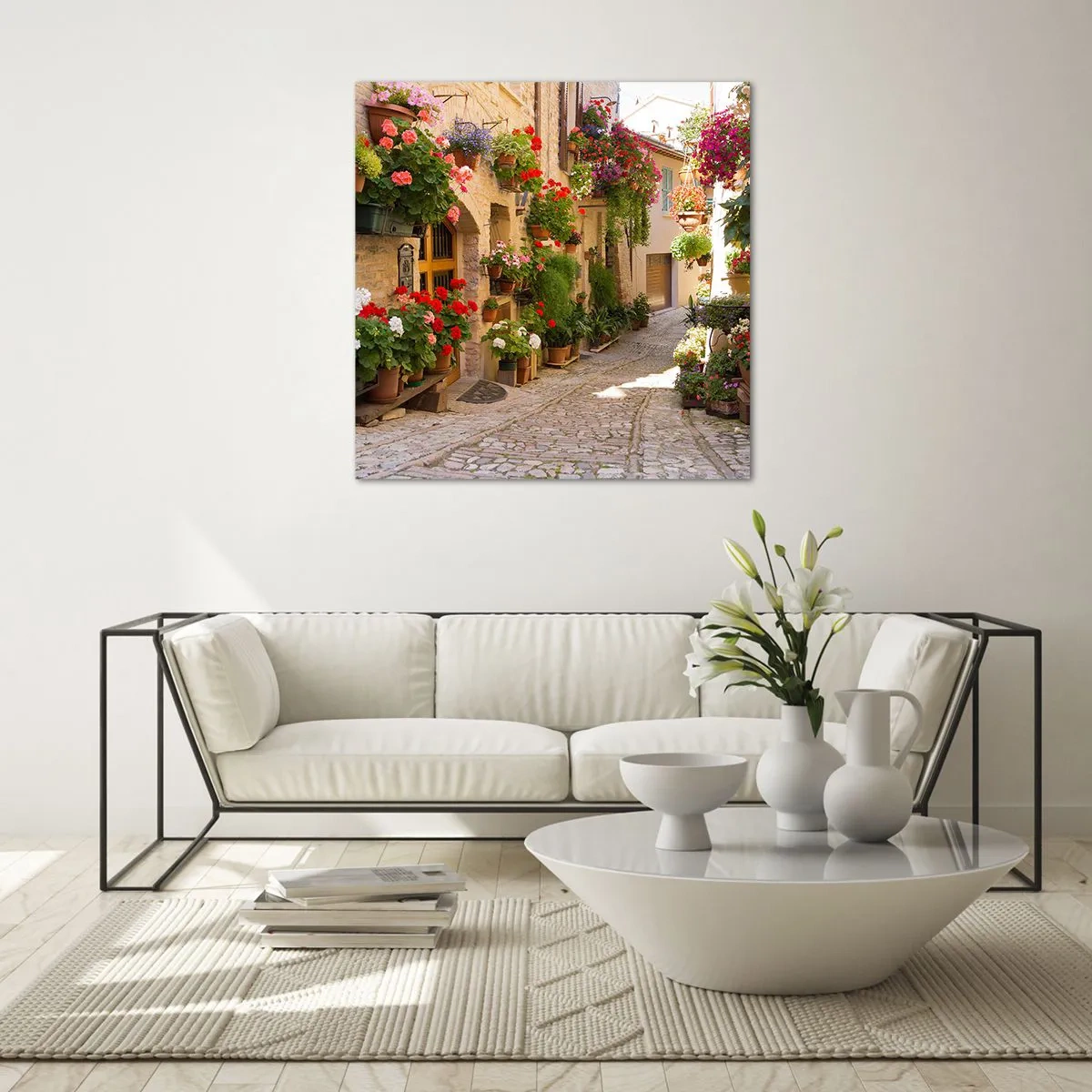 Billede på glas - I en strøm af blomster - 30x30 cm