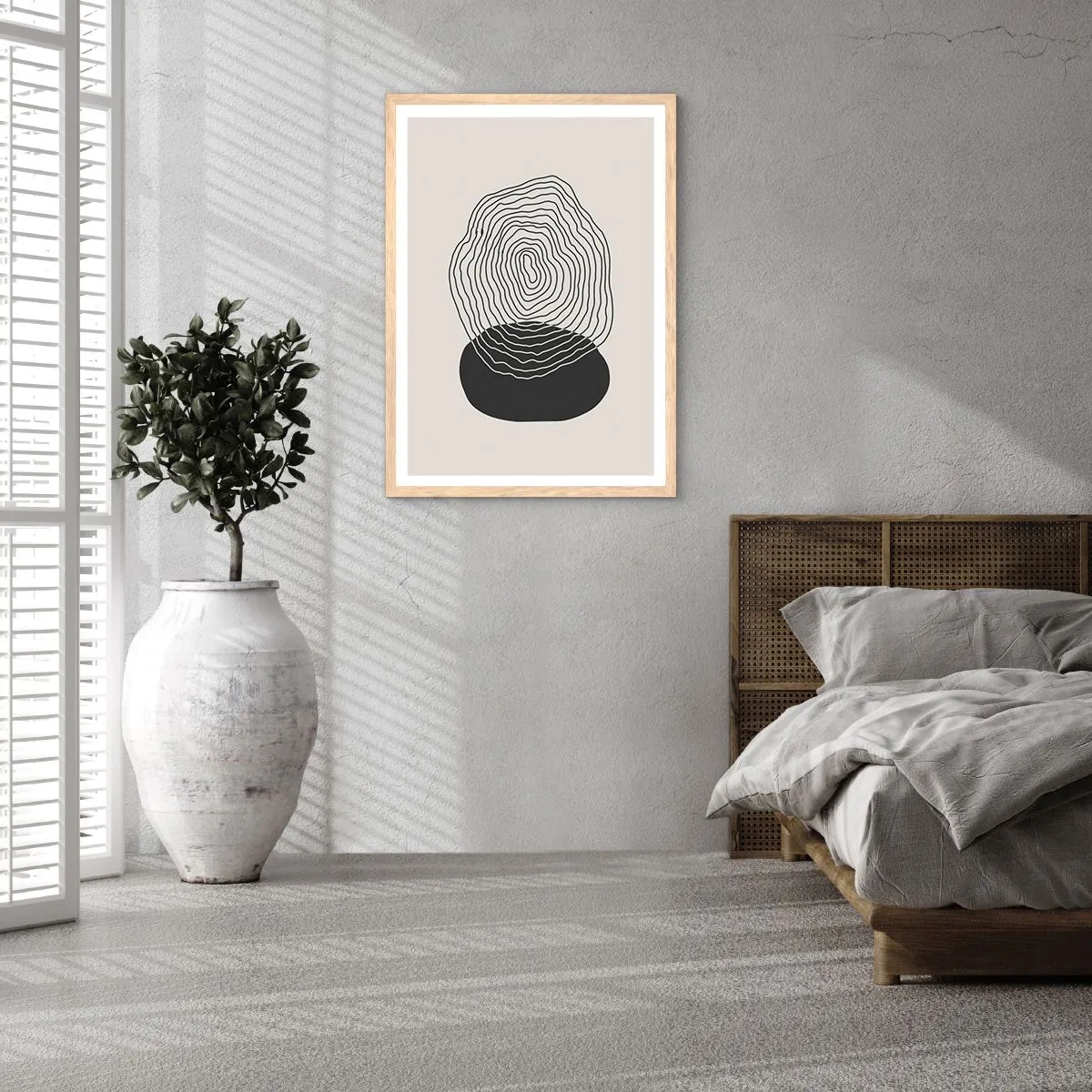 Plakat i ramme af lyst egetræ - Varighed og vibration - 50x70 cm