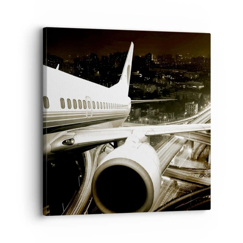 Lærredstryk - Billede på lærred - Stiger ind i natten - 30x30 cm