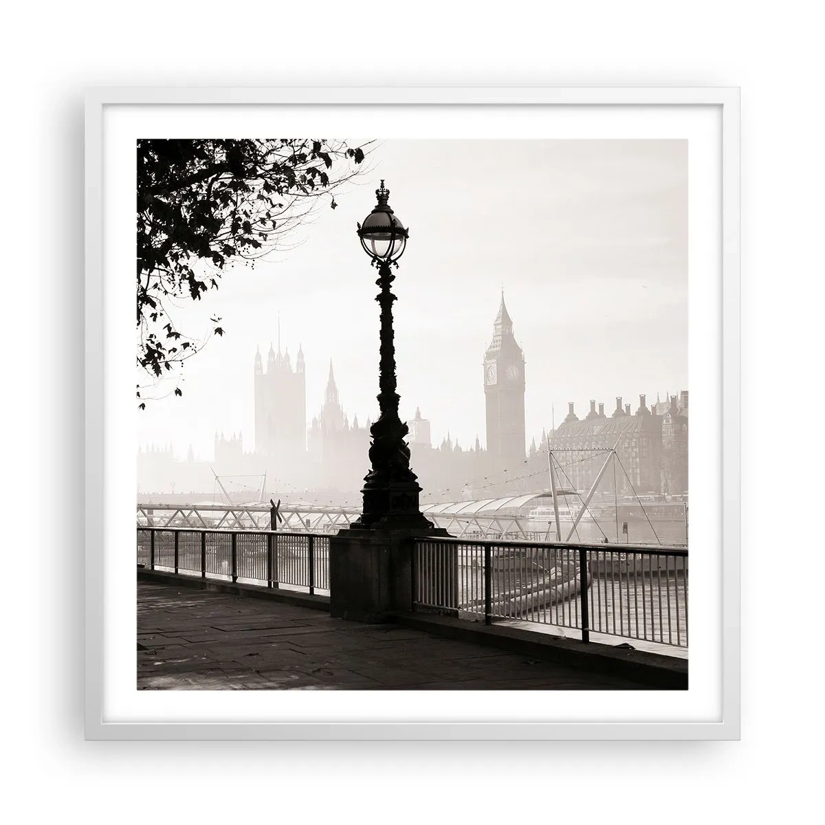 Plakat i hvid ramme - London morgen - 60x60 cm